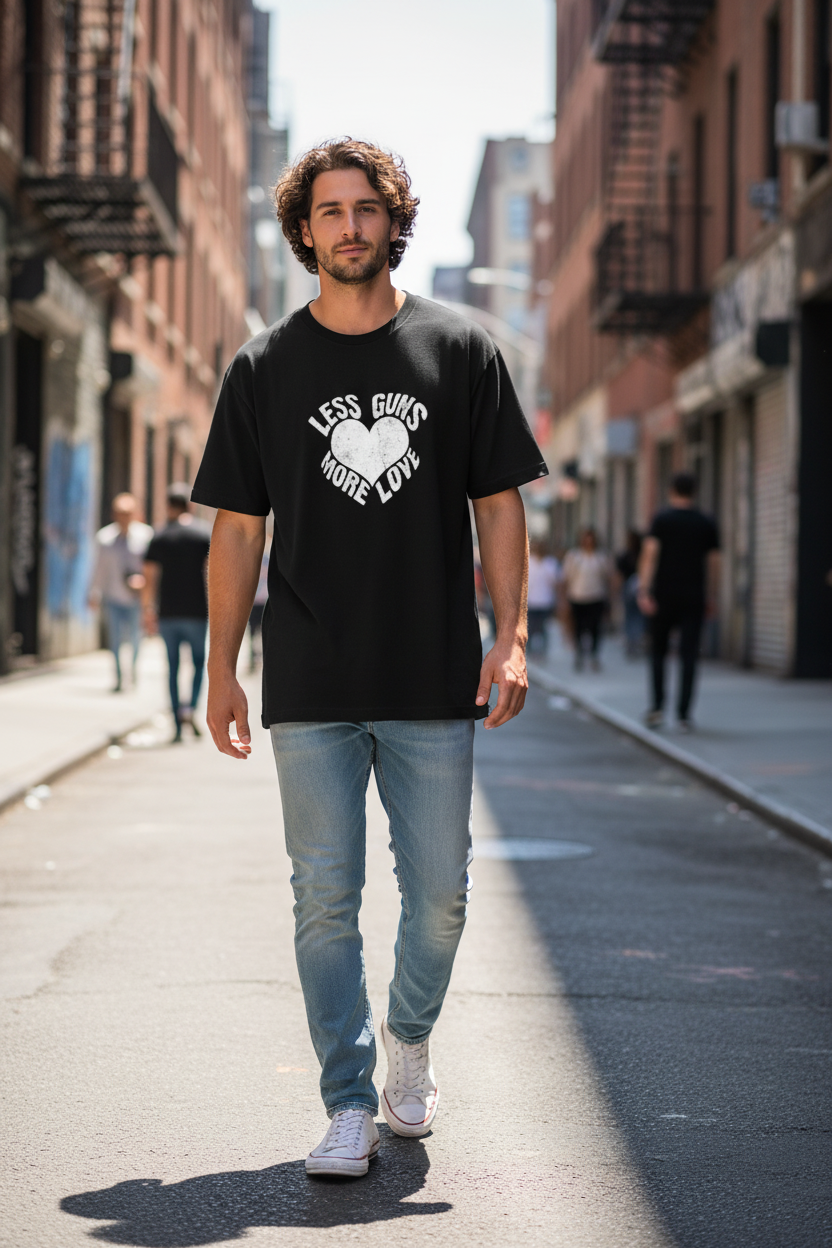 Wearix "Less Guns More Love" Graphic T-Shirt | Peace & Positivity Tee - Black