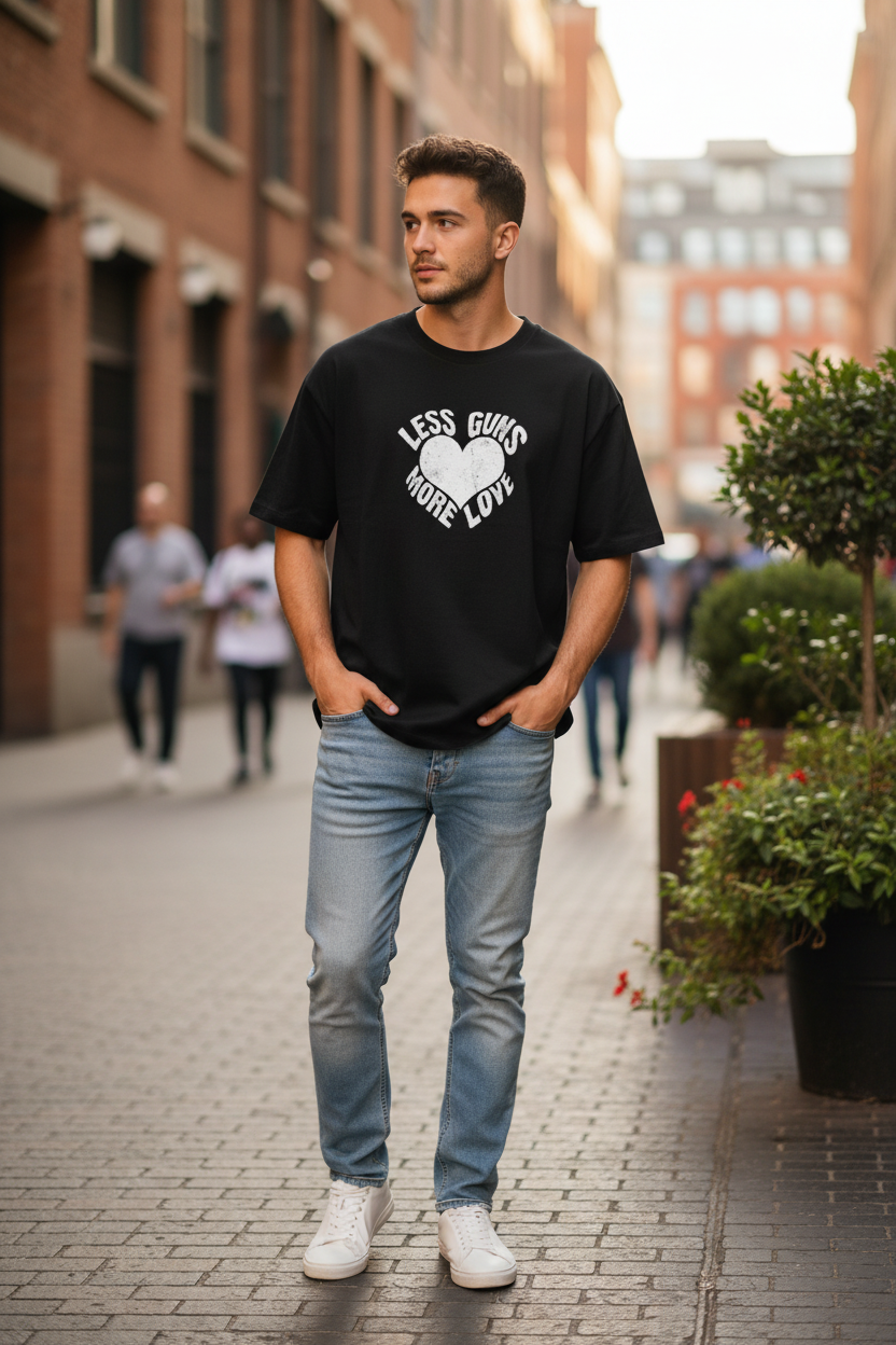 Wearix "Less Guns More Love" Graphic T-Shirt | Peace & Positivity Tee - Black