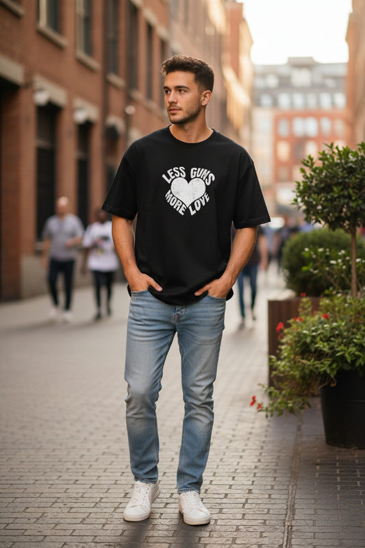 Wearix "Less Guns More Love" Graphic T-Shirt | Peace & Positivity Tee - Black