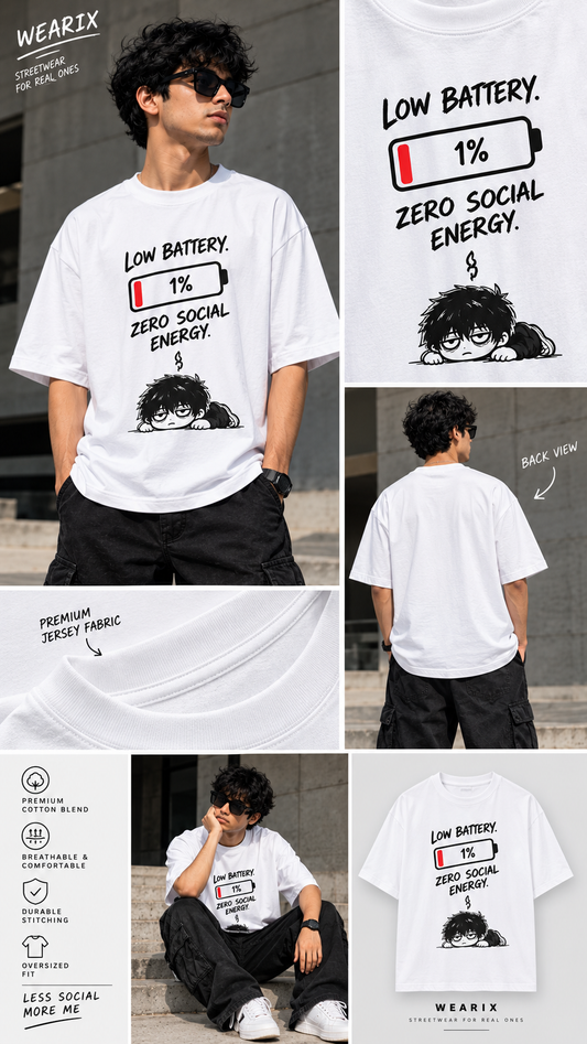Low Battery Zero Social Energy Oversized Jersey